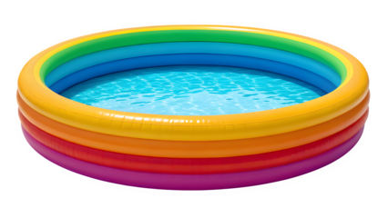 Colorful Inflatable Swimming Pool Isolated on Transparent Background