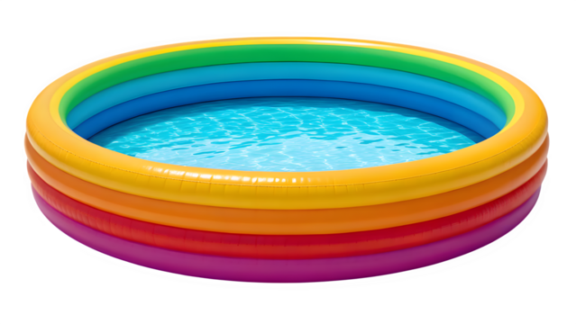 Colorful Inflatable Swimming Pool Isolated on Transparent Background