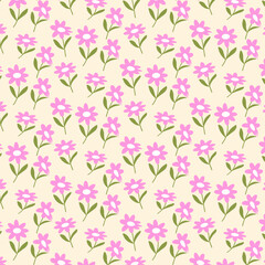 seamless pattern design with pink flowers