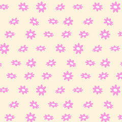 seamless pattern design with pink daisy flowers