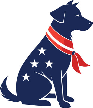 patriotic dog sitting with stars and stripes clip art preview