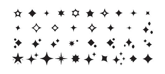 Sparkle and Star Vector Set – Outline and Solid Icon Collection, Victor illustration eps 10
