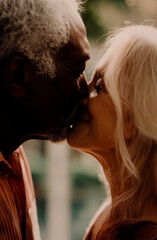 Senior Couple Sharing a Tender Kiss – Love and Connection in Later Life