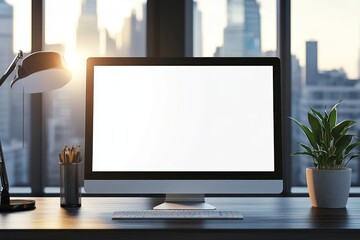 Desktop Computer with City View