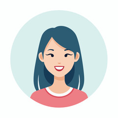 A vibrant, front-facing female avatar in vector style with clean lines, cheerful expression, simple hair, and vivid colors. Ideal for UI, apps, profiles, or professional use.