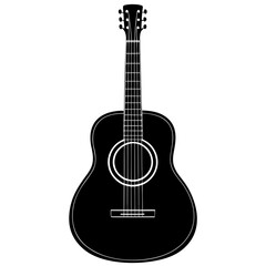 silhouette  acoustic guitar on white background