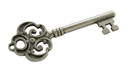 Close-up of an Ornate Metal Key on Neutral Background