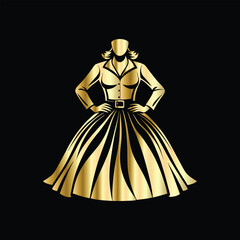 Fashionable Women's Dress Logo Design | Elegant Beauty Fashion Vector Illustration for Branding. Stylish Women's Dress Logo | Beauty Fashion Vector for Modern Clothing Boutique Identity.