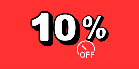  Sale Off promotion set made of numbers. Vector Illustration 10% percent  with red background
