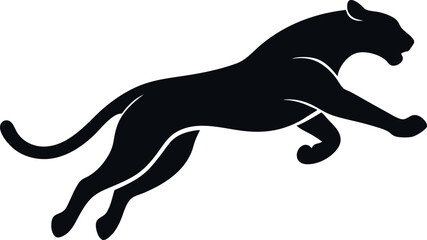 Black Panther Silhouette Leaping Vector Illustration for Design and Decoration