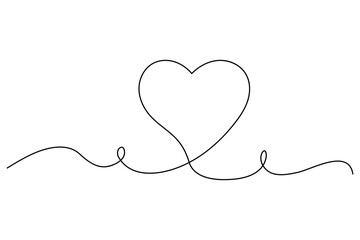 Fototapeta premium Minimalist continuous one line drawing of a heart outline for modern designs 