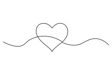 Minimalist continuous one line drawing of a heart outline for modern designs
