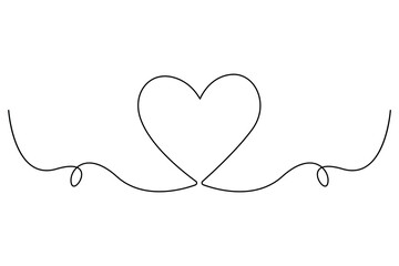 Minimalist continuous one line drawing of a heart outline for modern designs
