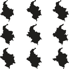 Colombia black map  silhouette vector style with white background