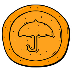 dalgona candy with umbrella illustration hand drawn isolated vector