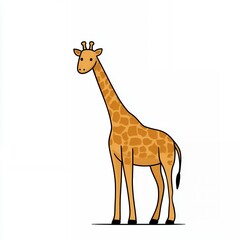 Obraz premium Simple Cartoon Giraffe Illustration on White Background