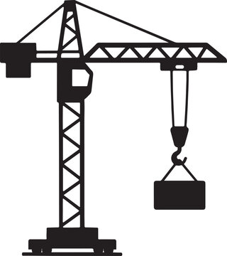 industrial crane silhouette construction equipment icon vector illustration.