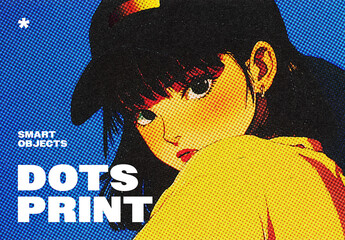 Dots Comic Print Effect Mockup