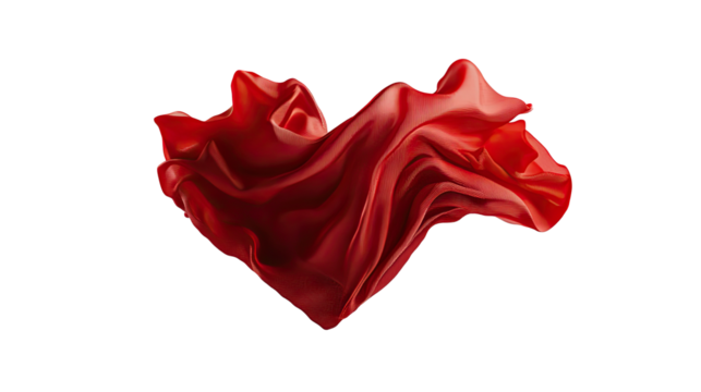 Red fabric drapes in fluid motion