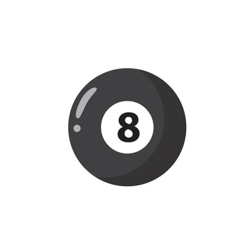 recommend clip art: Billiard eight black ball with digit. Vector flat style icon