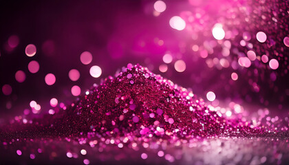 glitter in shades of pink and magenta in front of a dark background with a magenta highlight