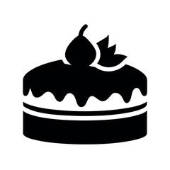Tres Leches Cake Dessert Silhouette Vector Illustration