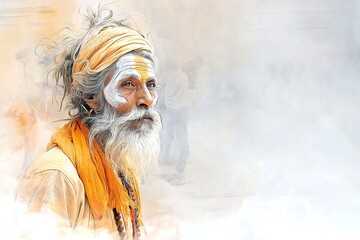 Saint of India. Illustrated drawing design. Generative Ai
