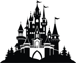 Fototapeta premium Castle Silhouette Icon Vector, Castle Clipart Design