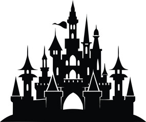 Fototapeta premium Castle Silhouette Icon Vector, Castle Clipart Design