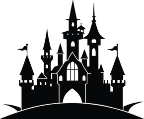 Obraz premium Castle Silhouette Icon Vector, Castle Clipart Design