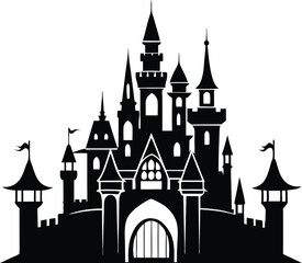 Obraz premium Castle Silhouette Icon Vector, Castle Clipart Design