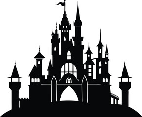 Obraz premium Castle Silhouette Icon Vector, Castle Clipart Design