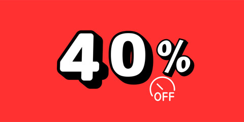Title: Sale Off promotion set made of numbers. Vector Illustration 40% percent with red background

