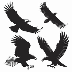 Stylized bird of prey silhouette in black, combining elegance and power in flat icon design.