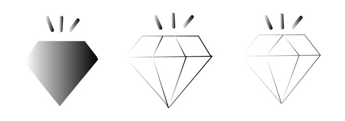 Diamond vector icons. Diamonds in different shapes and cuts