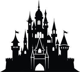 Fototapeta premium Castle Silhouette Icon Vector, Castle Clipart Design