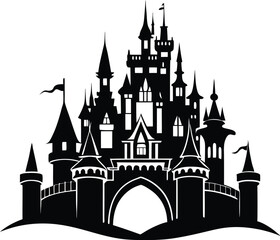 Fototapeta premium Castle Silhouette Icon Vector, Castle Clipart Design