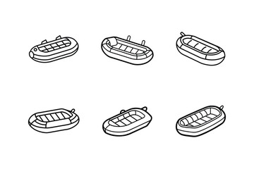 inflatable boat icon line art vector illustration
