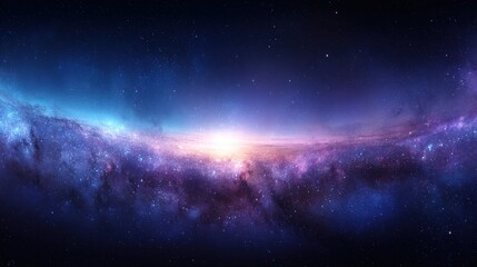 Obraz premium A vibrant cosmic scene of a galaxy with bright stars and colorful nebulae, showcasing the vastness of the universe.