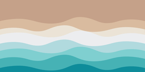 Sea waves layer vector background illustration. Sea beach vector illustration.