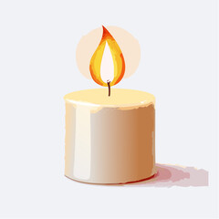 Glowing Candle Flame A Vector Illustration of a Single Burning Candle