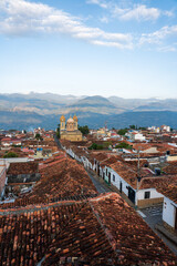 Socorro santander colonial city in Colombia view from the top of the traditional architecture with...