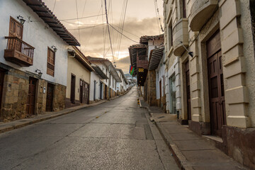 colonial streets of Socorro city in santander in colombia 