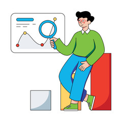 Market research illustration in flat design isolated on white background 