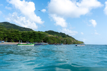boat on the tropical beach in Capurgana choco colombia travel destination landscape