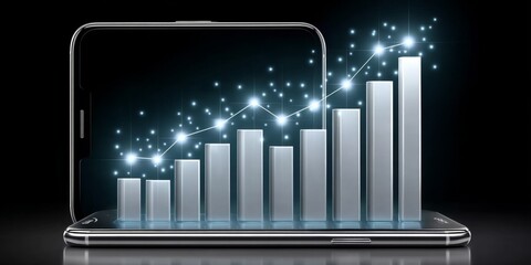 a realistic photo of a mobile screen showing affiliate revenue growth over time