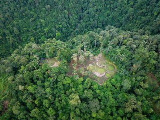 lost city indigenous tayrona culture in santa marta sierra nevada in Colombia aerial view