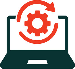 Software Update Vector Illustration – Silhouette Style with White Background