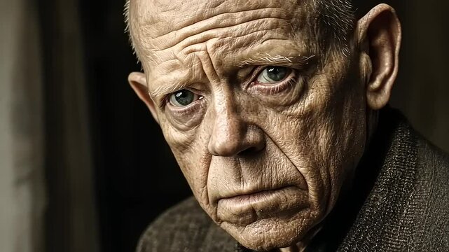 Intimate Portrait of an Elderly Man: Evoking Deep Emotions and Life Experience