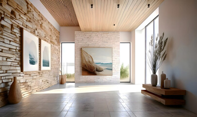 Minimalist Desert View Entrance with Natural Light and Console Table
